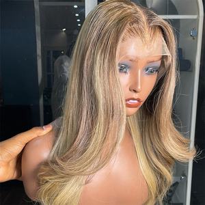 <span class=keywords><strong>Boutique</strong></span> de perruques de reflets blonds Bonne qualité Perruques de cheveux humains vietnamiens Blonde avec mèches Gluess Perruque transparente Hd Lace - Product Image 3