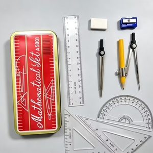 Juego de 9 piezas de compás para enseñanza de matemáticas A5001 con transportador, regla triangular, divisores y borrador, ¡gran éxito de ventas en el mercado africano! - Product Image 4