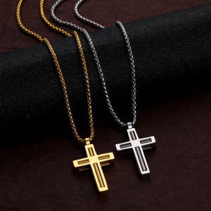 2018 Hot Selling Stainless Steel Men Gold Cross Pendant <b>Necklace</b> - Product Image 2
