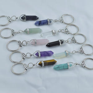 Porte-clés en pierre naturelle hexagonale Chakra, porte-clés en pierre de balle, porte-clés pour sac à main, bijoux de mode, cadeau - Product Image 4