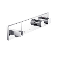 Ensemble de douche de plafond thermostatique de luxe en laiton brossé, avec fonction pluie dissimulée, pour salle de bain, style SPA moderne