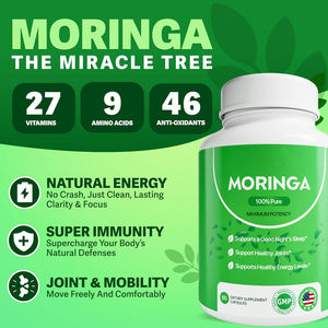 Kapsul Moringa terbaik-bubuk Moringa murni, energi, kulit, makanan super kesehatan imun & usus, suplemen makanan super hijau alami - Product Image 3