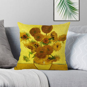 Housse de coussin à fermeture éclair en polyester/lin, motif <span class=keywords><strong>peinture</strong></span> célèbre de Van Gogh, Nuit étoilée, Tournesol, style nordique - Product Image 4