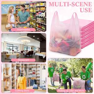 Sacs en plastique biodégradables en vrac pour T-shirts, avec poignées latérales épaisses, pour le commerce de détail, l'épicerie, les supermarchés et les restaurants (Rose) - Product Image 6