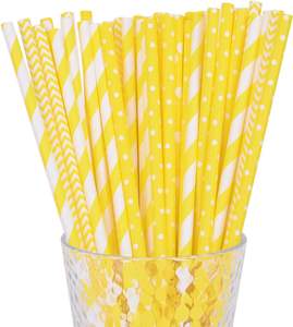 Confezione 100 riciclabile di pagliette gialle per feste matrimoni da sposa/Baby shower spremute/frullati-accessori da Bar - Product Image 1