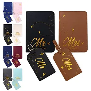 Sublimation Blank Leather Passport Holder And Luggage Tag Set For Family