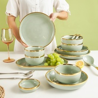 Ensemble de vaisselle et de couverts de luxe nordique en céramique pour la maison, ensemble de bols à soupe, ensemble de bols de haute valeur, livraison directe