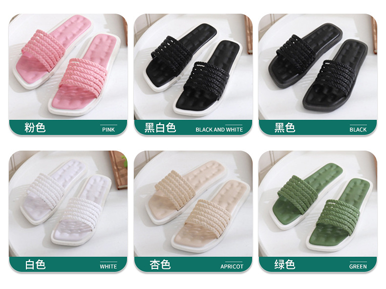 Fashion Slippers Women Casual Home Breathable Flat Shoes Injection PVC Slides Sandals