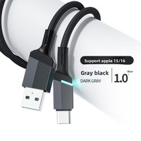 Kabel Data Pengisian Daya Ultra Cepat Praktis Tipe C PD16 Ice Blue Light 3A Nilon Kompatibel dengan Ponsel Komputer Earphone Kamera