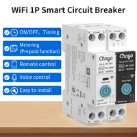 Disjoncteur intelligent WiFi Tuya LangYeao 6A-63A 1P+N, avec suivi de consommation d'énergie, interrupteur sur rail DIN compatible Alexa Google Home