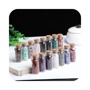 Natural Crystal Glass mix material Wishing Bottle Healing chips Polished Stones Drifting Bottle Birthday Gift for fengshui