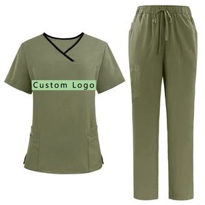 Breathable Cotton Medical Nurse Uniform Jogger Comfortable Work Suit Polyester Scrubs Uniforms <b>Sets</b> hospital Uniforms - Product Image 1
