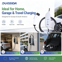 DUOSIDA Pengisi Daya EV Portabel Tipe 2 IEC 62196-2 Mode 2 16A 230V CE TUV Opsi Steker Schuko CEE 5m 7.6m Mendukung OEM Eropa