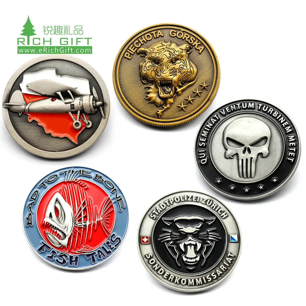 China Manufacturer Maker No Minimum Custom Metal Antique Souvenir Gold Brass Silver 3D Challenge Coins with Logo