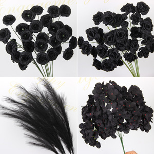 Flores artificiales realistas de <span class=keywords><strong>color</strong></span> negro para bodas, flores de seda para bodas, decorativas, arte floral de rosas ecológicas. - Product Image 2