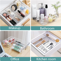 Organisateur de tiroirs de 25 pièces pour le maquillage, le bureau Boîtes de rangement en plastique PET Bacs 4 tailles pour les cuisines, les salles de bain, coiffeuse