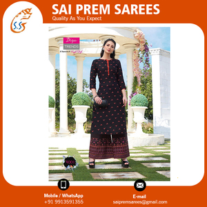 Kurtis de rayón confeccionado con conjunto Palazzo para mujer, hermoso trabajo de bordado, ropa informal de uso diario, ropa india y paquistaní - Product Image 5