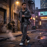Ensemble de survêtement lourd pour homme tendance avec logo personnalisé WUYI – Sweat à capuche zippé et pantalon de survêtement large – Style Athleisure Vintage en Tech-Fleece