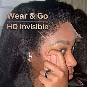Peluca frontal de encaje HD 13x4 13x6 con cabello humano liso Yaki 4C Kinky <span class=keywords><strong>Edge</strong></span> para mujeres negras, pelucas frontales de encaje Yaki baratas con encaje precortado - Product Image 1