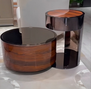 Table basse combinée ronde italienne MR table d'appoint nordique de luxe en bois massif ensemble de meubles table basse - Product Image 3