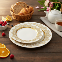 Service de table en porcelaine fine Karosa, 24 pièces, décor doré en relief – Vaisselle de luxe pour la maison et les hôtels