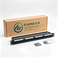 Panneau de distribution Ethernet LAN 24 ports CAT6 UTP 19 pouces 1U à montage en rack double IDC RJ45 250 MHz 1 Gbit/s noir laminé à froid
