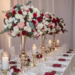 מחיר זול חתונה מתכת זהב מרכזי פרחים אגרטל קישוט חתונה מרכזי שולחן לשולחן חתונה