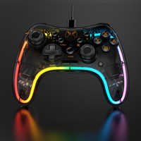 Mando de Juego con Cable RGB de Neón, Colorido y Brillante, para PC, Transparente, para Switch, Venta al Por Mayor