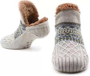 Chaussettes tricotées <span class=keywords><strong>laine</strong></span> Sherpa pantoufles de lit floues taille unique pantoufle antidérapante chaussettes moelleuses pour femmes hommes - Product Image 1