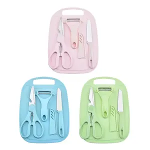 Set di coltelli da frutta da cucina per uso domestico di 4 pezzi set di coltelli piccolo tagliere pelapatate forbici combinazione di melone viaggio portatile