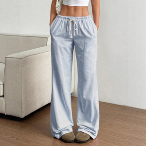Pantalones Casuales de Otoño para Mujer, Frescos y Encantadores, Transpirables, de Gasa Vintage, Corte Recto y Holgado, de Poliéster - Product Image 1