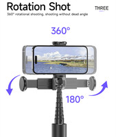 Trépied professionnel en alliage d'aluminium pour selfie, prise de vue horizontale et verticale, trépied réglable pour la prise de vue vidéo