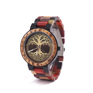 Cinturino in legno di lunghezza regolabile movimento giapponese Norse Yggdrasil <span class=keywords><strong>albero</strong></span> <span class=keywords><strong>della</strong></span> <span class=keywords><strong>vita</strong></span> <span class=keywords><strong>orologio</strong></span> vichingo - Product Image 1