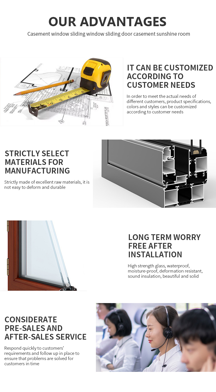 Custom Colors 55gr Heat Insulation Casement Windows Aluminum Frame Casement Window