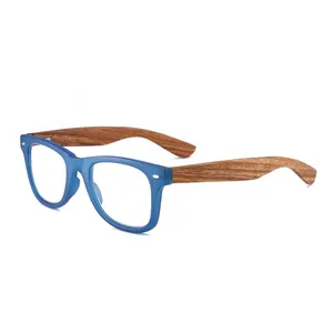 Custom logo classic square bamboo leg fashion reading glasses