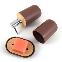 Ensemble de salle de bain en bambou et plastique écologique, brosse WC, accessoires de toilette, ensemble d'accessoires de salle de bain modernes