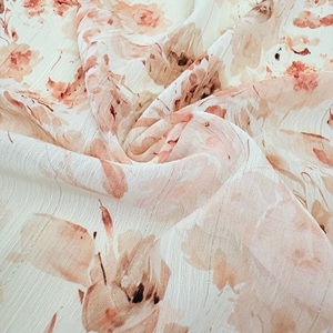100% 폴리에스터 주름 쉬폰 원단 장미 꽃 드레스 경량 친환경 씨실 니트 크레이프 패턴 원피스 - Product Image 4