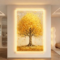 Peinture décorative LED Arbre de la prospérité, Art mural de luxe pour hall d'entrée, Tableau mural minimaliste moderne encadré, Décoration haut de gamme pour la maison