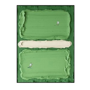 Peinture murale sur <span class=keywords><strong>toile</strong></span> texturée 100 % peinte à la main 2026, Paysage marin vert abstrait 3D, Affiche moderne faite à la main - Product Image 3