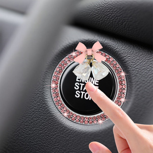 Anneau d'allumage de <span class=keywords><strong>voiture</strong></span> avec nœud papillon en strass, anneau de décoration pour bouton de démarrage du moteur, accessoires intérieurs pour bouton de démarrage de <span class=keywords><strong>voiture</strong></span> - Product Image 4