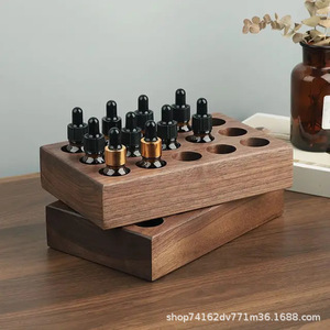 Caja de almacenamiento de aceite esencial de madera de nogal, estante de exhibición con múltiples compartimentos de 22x14x4,8 cm para lápiz labial, esmalte de uñas, organizador de escritorio - Product Image 5