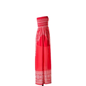 Abito lungo con taglio a tubo rosso con stampa elegante Design personalizzato con colletto quadrato sceso Casual ODM/OEM abbigliamento da giorno con data XS - Product Image 3