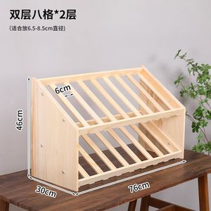 Solid Wood Storage Rack 76x30x24cm Single Layer 8 Grids For Canned Food Wine Display <b>Desktop</b> <b>Shelf</b> - Product Image 3
