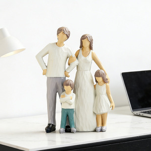 รูปปั้นเรซิ่นครอบครัวสุขสันต์ ของตกแต่งบ้านสไตล์ศิลปะ สำหรับเป็นของขวัญแต่งงาน - Product Image 4