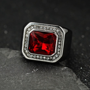 Anello da Uomo in Acciaio Inossidabile con Gemma Colorata Tridimensionale Personalizzato alla Moda Vendita all'Ingrosso - Product Image 1