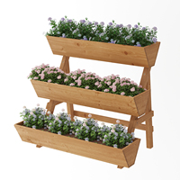 Jardinière surélevée à 3 niveaux, jardinière verticale avec trous de drainage, design classique en bois pour fleurs/légumes/plantes d'intérieur/extérieur