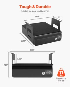 Hiện đại 13 inch bàn Pull-out ngăn kéo có thể khóa an toàn truy cập ngăn kéo nhà văn phòng lưu trữ tổ chức trong màu đen ngồi đứng máy trạm - Product Image 5