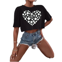 T-shirt en jersey de coton Y2K pour femmes, ensemble deux pièces vintage avec t-shirt à manches courtes raglan et bouton de pantalon décoré