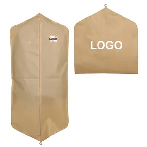 Private Label Economical Folding Carry On Garment Bag For Travel Lightweight Foldable Suit Carrier Bag For Dress Cloth Storage