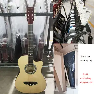 Venta al por mayor instrumento musical HEBIKUO Y-38C guitarra 38 pulgadas Tilo de guitarra acústica